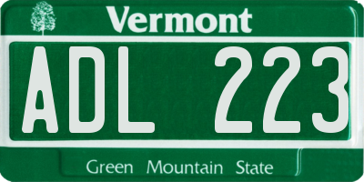 VT license plate ADL223