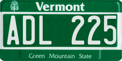 VT license plate ADL225