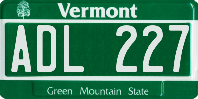VT license plate ADL227
