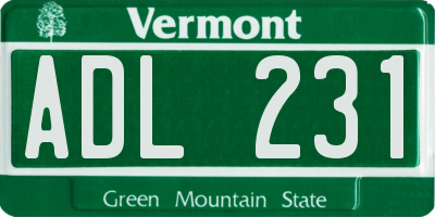 VT license plate ADL231