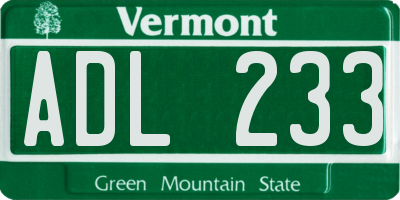 VT license plate ADL233