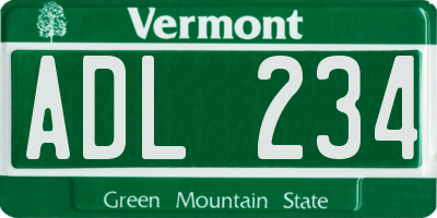 VT license plate ADL234