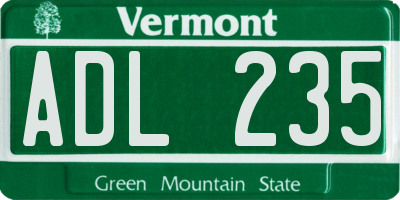 VT license plate ADL235