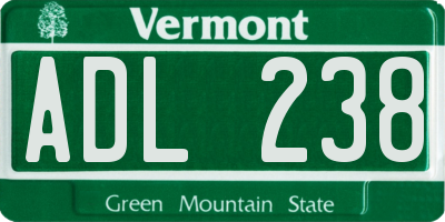 VT license plate ADL238