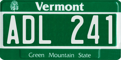 VT license plate ADL241