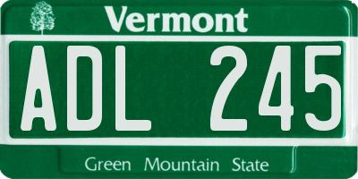 VT license plate ADL245