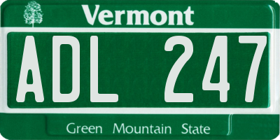 VT license plate ADL247