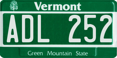 VT license plate ADL252