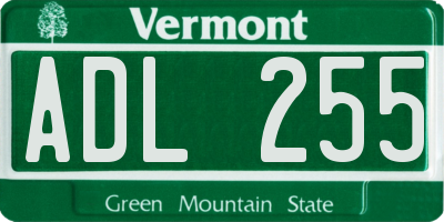VT license plate ADL255
