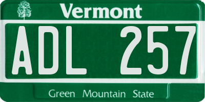VT license plate ADL257