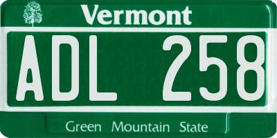 VT license plate ADL258