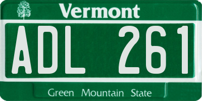 VT license plate ADL261