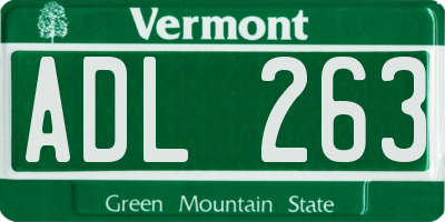 VT license plate ADL263