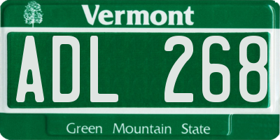 VT license plate ADL268