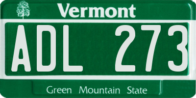 VT license plate ADL273