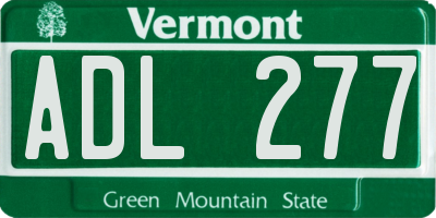 VT license plate ADL277