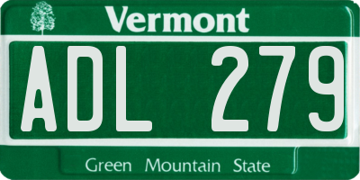 VT license plate ADL279