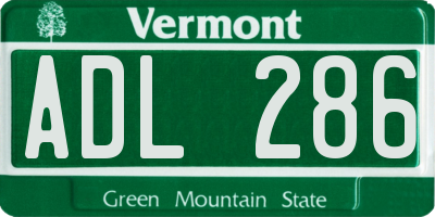 VT license plate ADL286