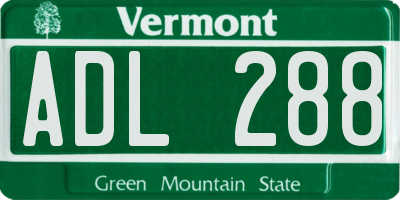 VT license plate ADL288