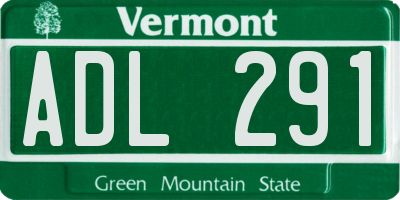 VT license plate ADL291