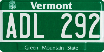 VT license plate ADL292