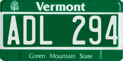 VT license plate ADL294