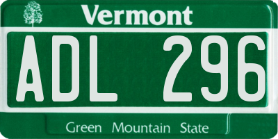 VT license plate ADL296