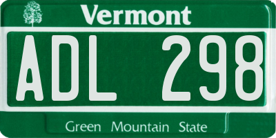 VT license plate ADL298