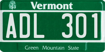 VT license plate ADL301