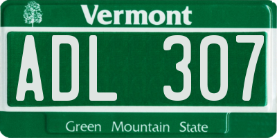 VT license plate ADL307