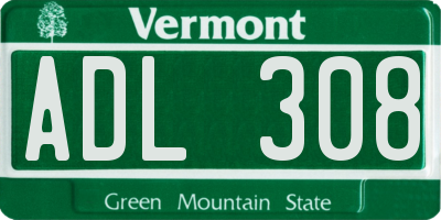 VT license plate ADL308