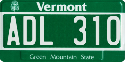 VT license plate ADL310