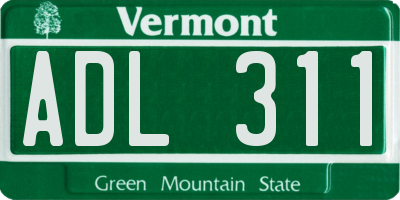 VT license plate ADL311