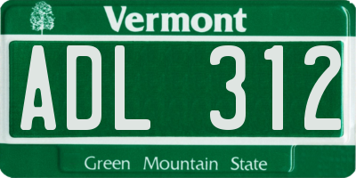VT license plate ADL312