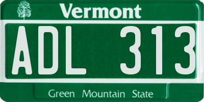 VT license plate ADL313