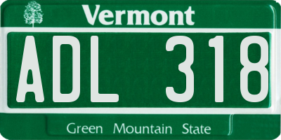 VT license plate ADL318