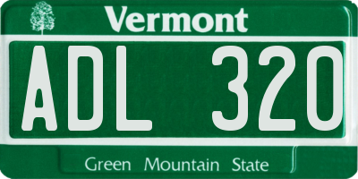 VT license plate ADL320