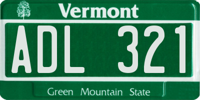 VT license plate ADL321