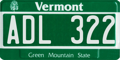 VT license plate ADL322