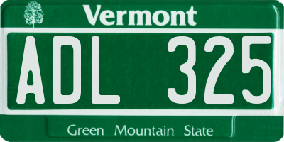 VT license plate ADL325