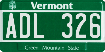 VT license plate ADL326