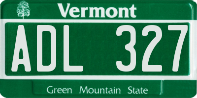 VT license plate ADL327