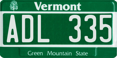 VT license plate ADL335