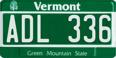 VT license plate ADL336