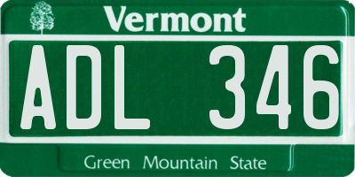 VT license plate ADL346