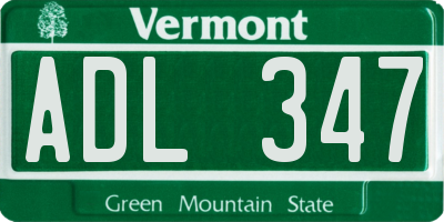 VT license plate ADL347