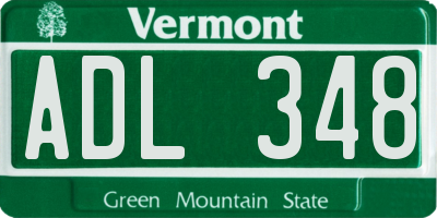VT license plate ADL348