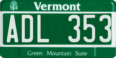 VT license plate ADL353