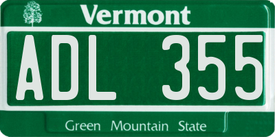 VT license plate ADL355