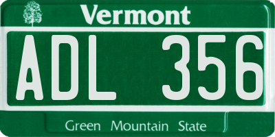 VT license plate ADL356